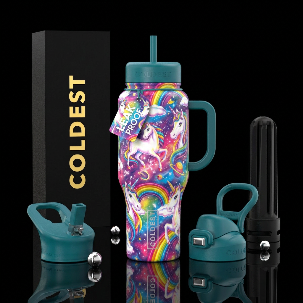 Lisa frank unicorns water bottle design