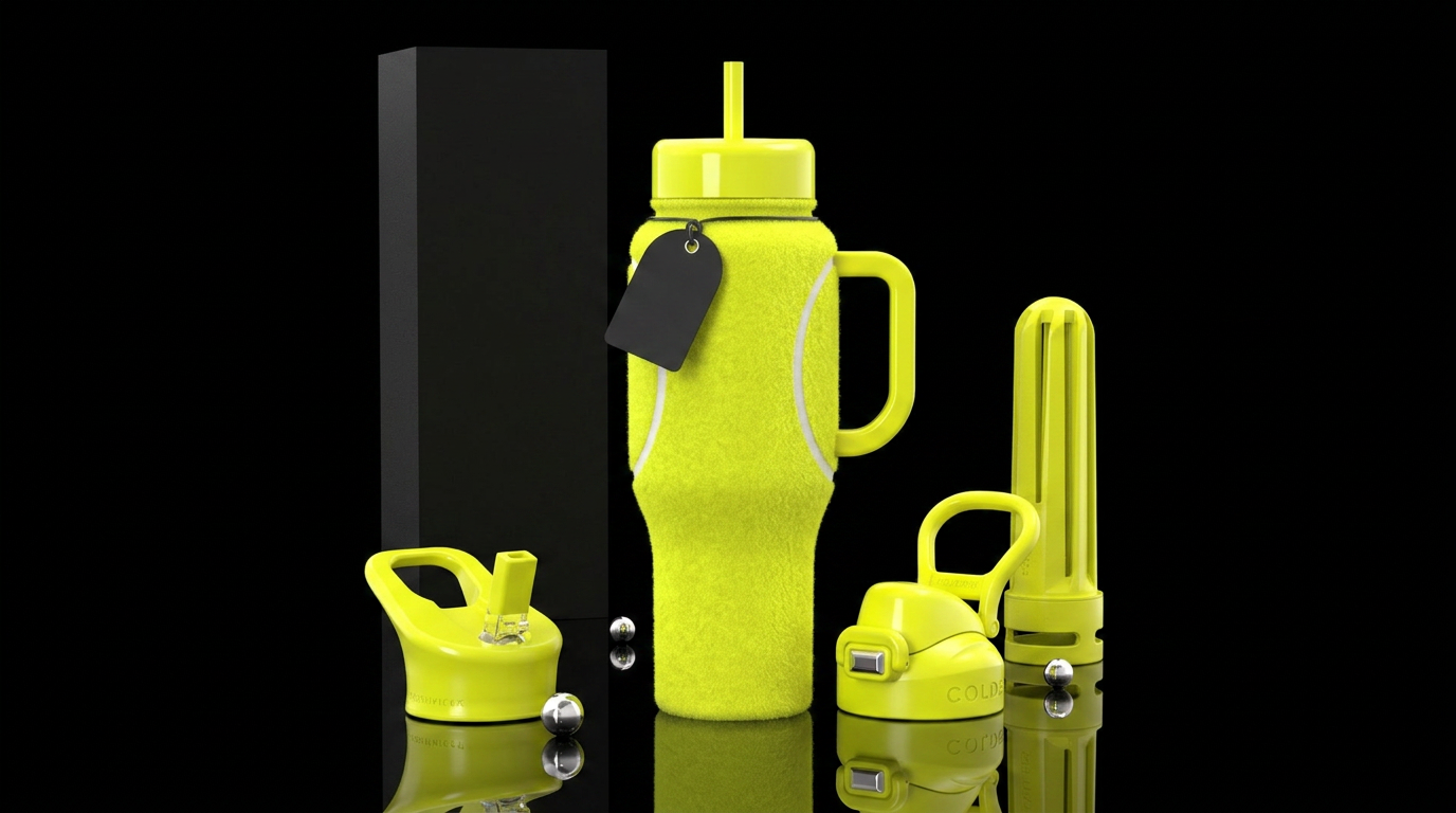 Realistic tennis ball water bottle design