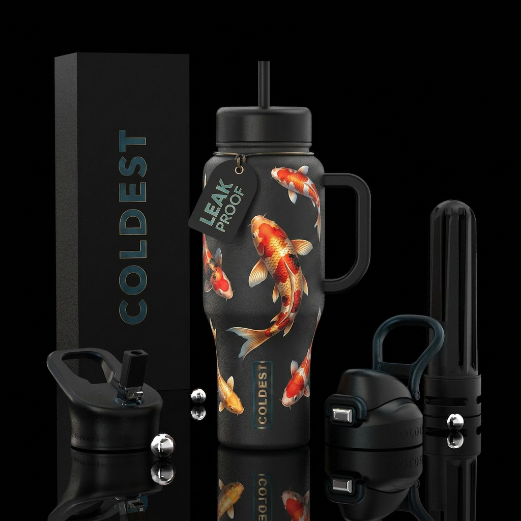 Realistic koi fish water bottle design