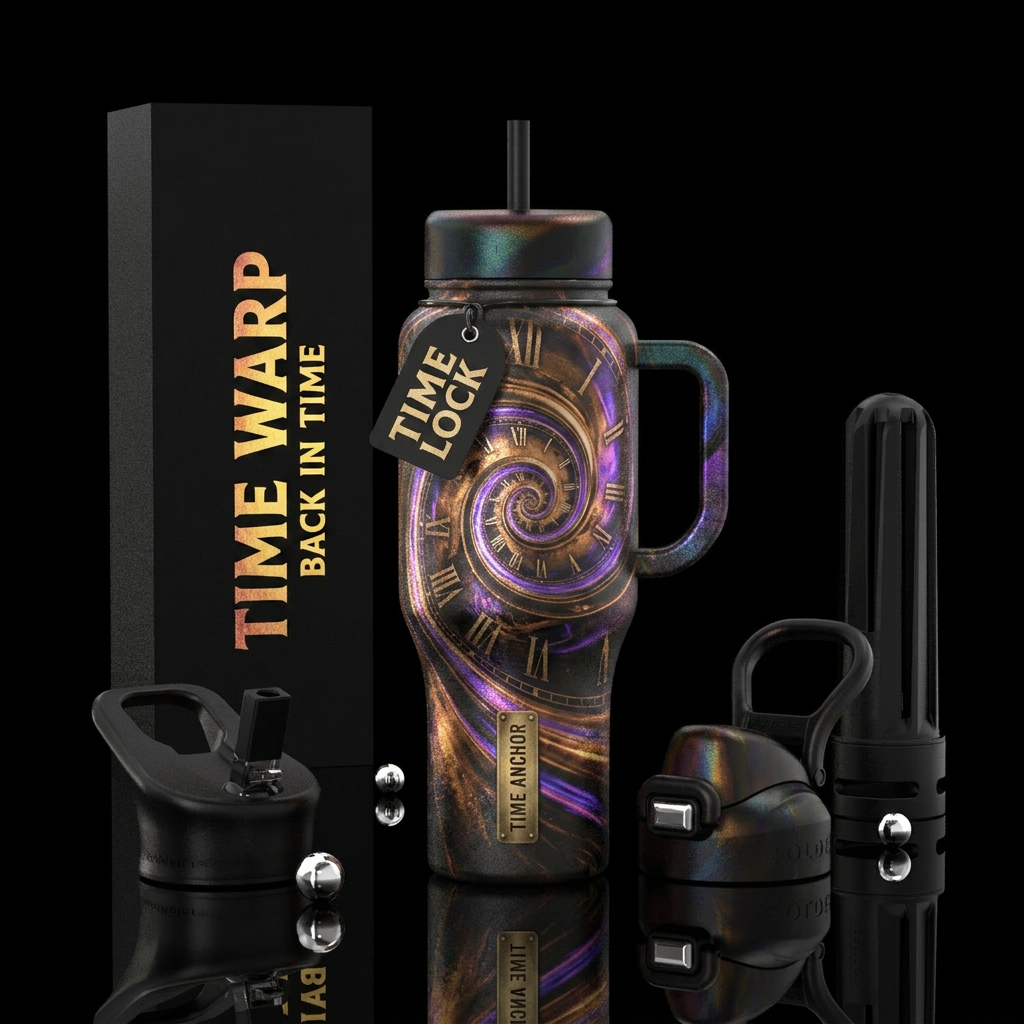 Time warp, back in time water bottle design