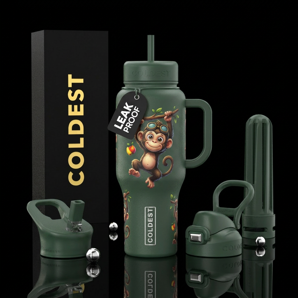 Silly little monkey water bottle design