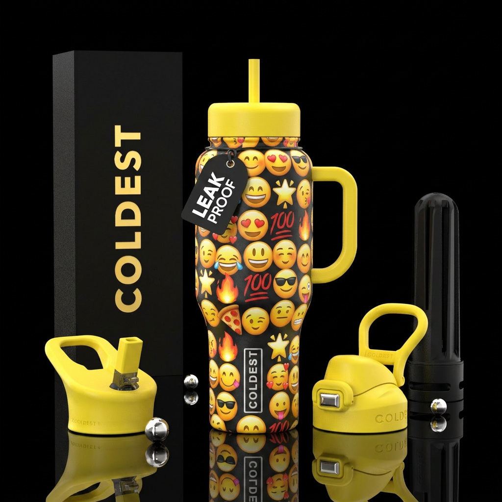 Emojis water bottle design