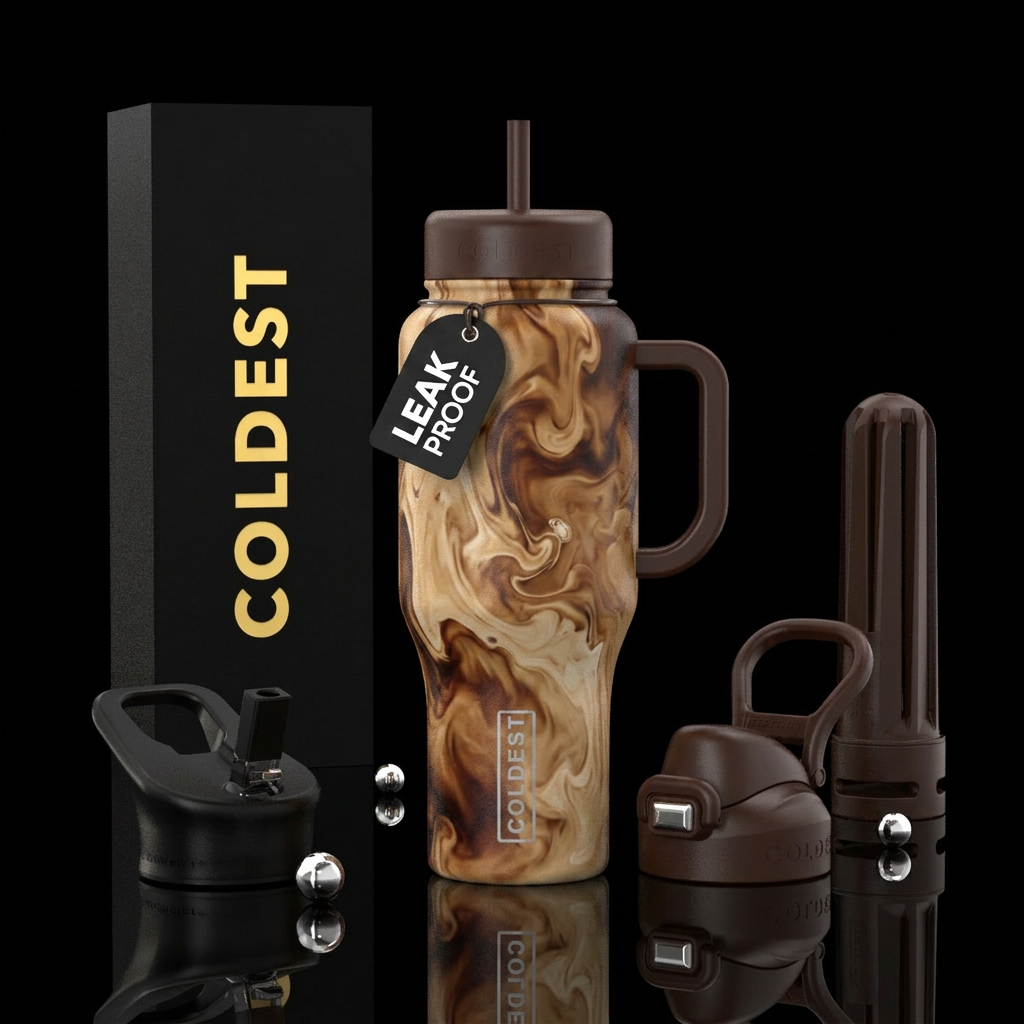 Coffee with cream water bottle design