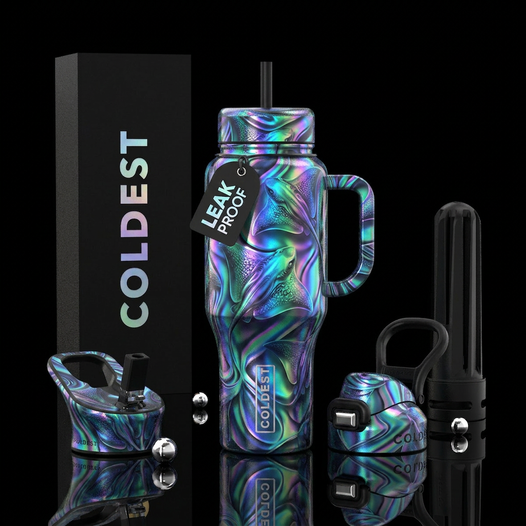 stingray, hologram water bottle design