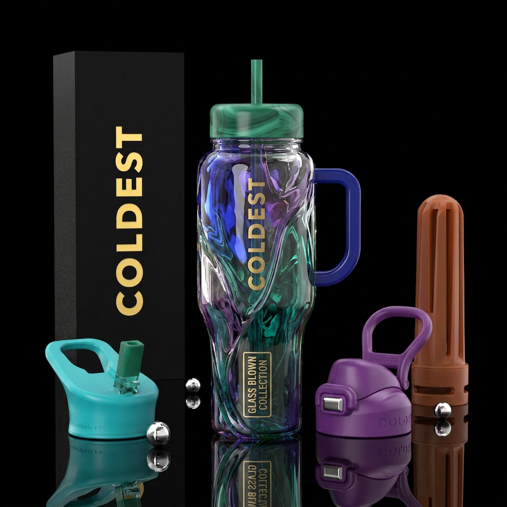 glass blowing,, whimsical water bottle design