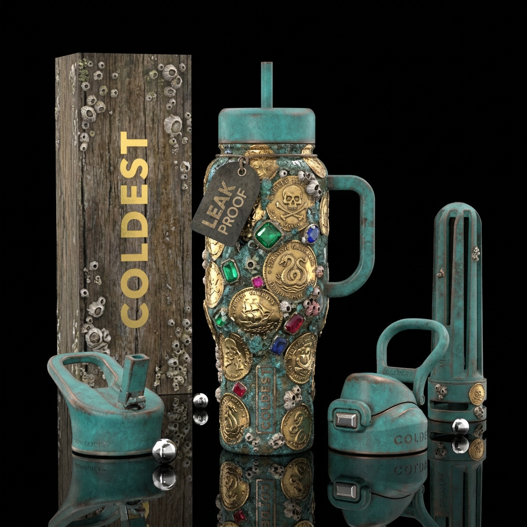 sunken treasure water bottle design