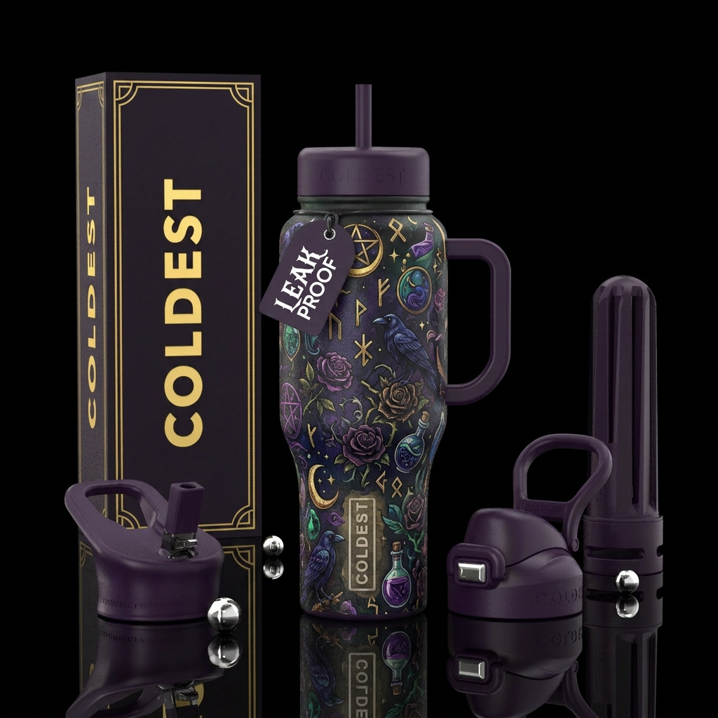 Gothic witch water bottle design