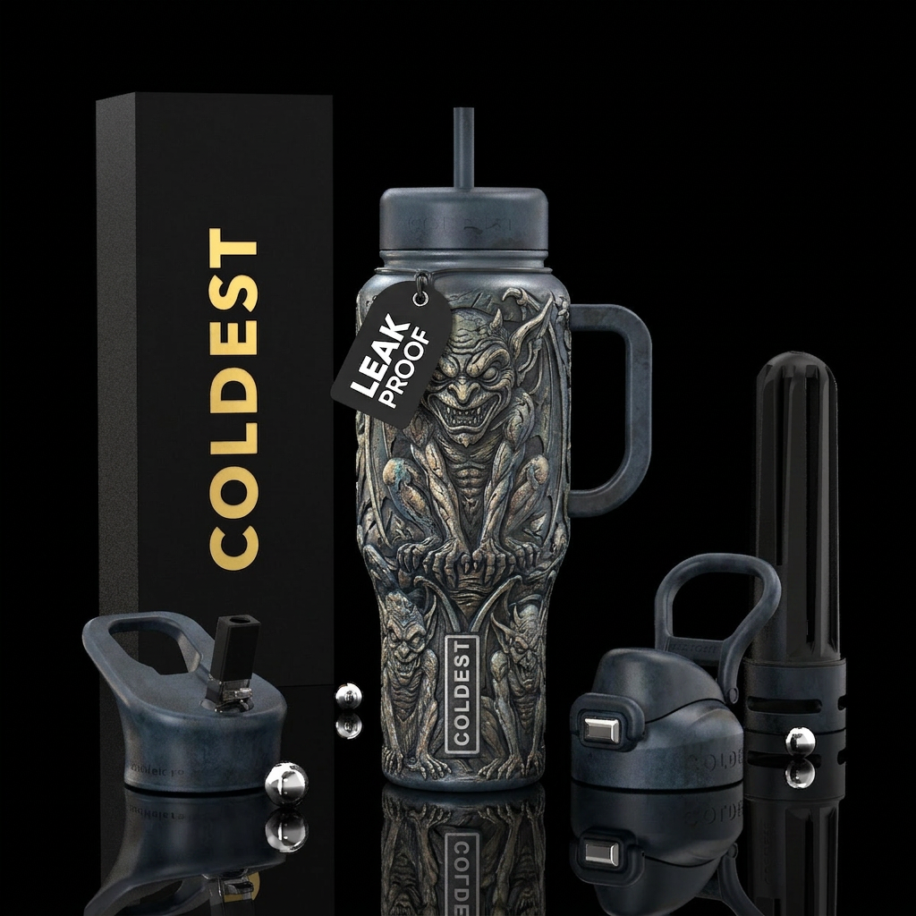 Gremlin and gargoyles water bottle design