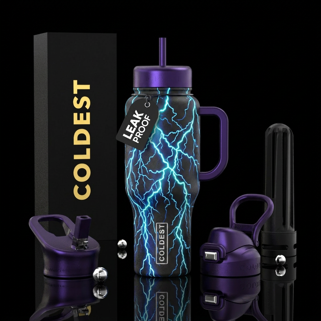 Lightning shower water bottle design