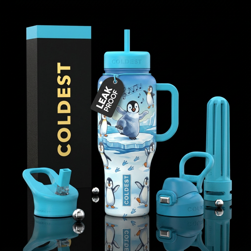 Happy feet water bottle design