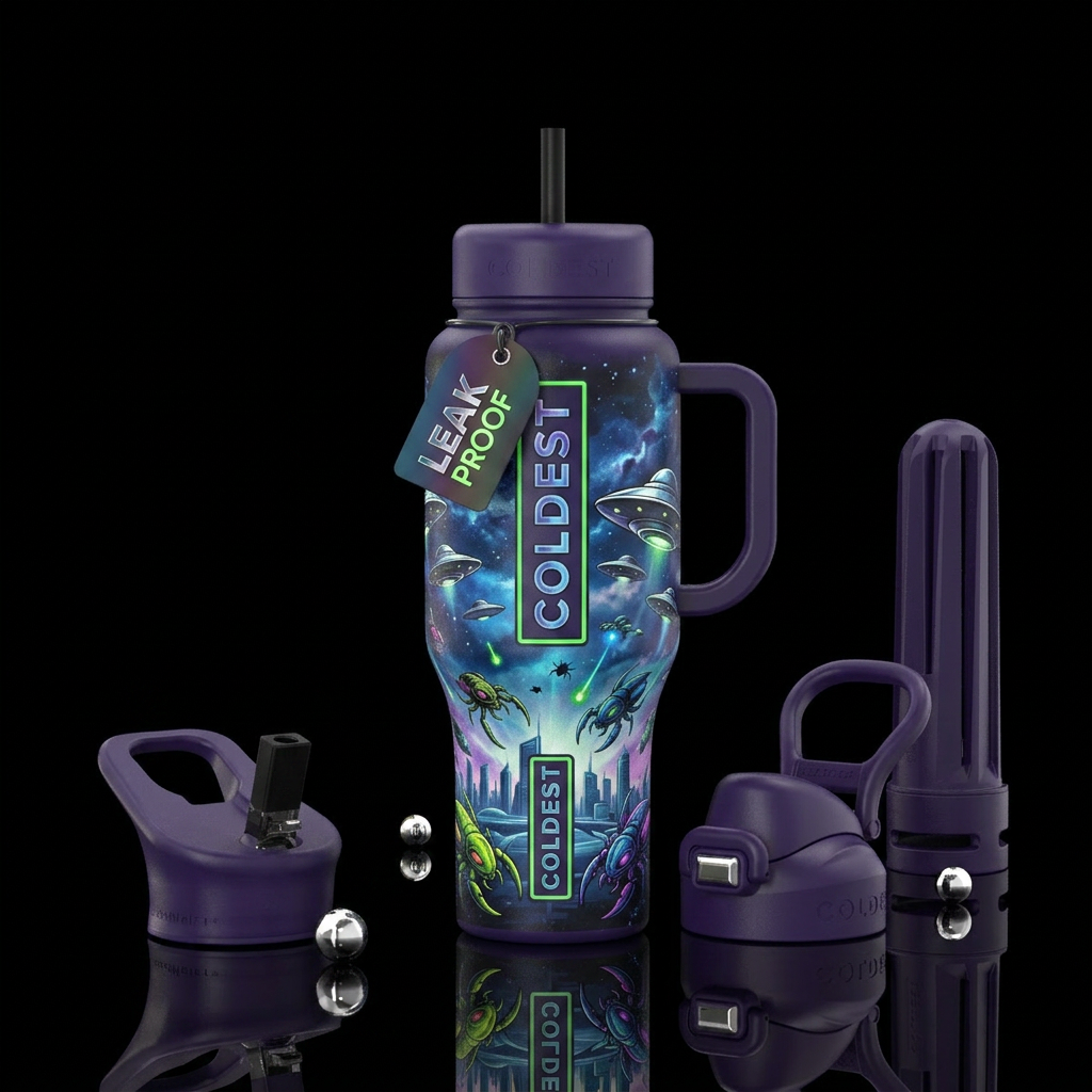 Alien invasion water bottle design