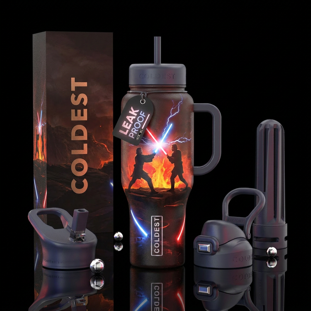 Lightsaber duel water bottle design