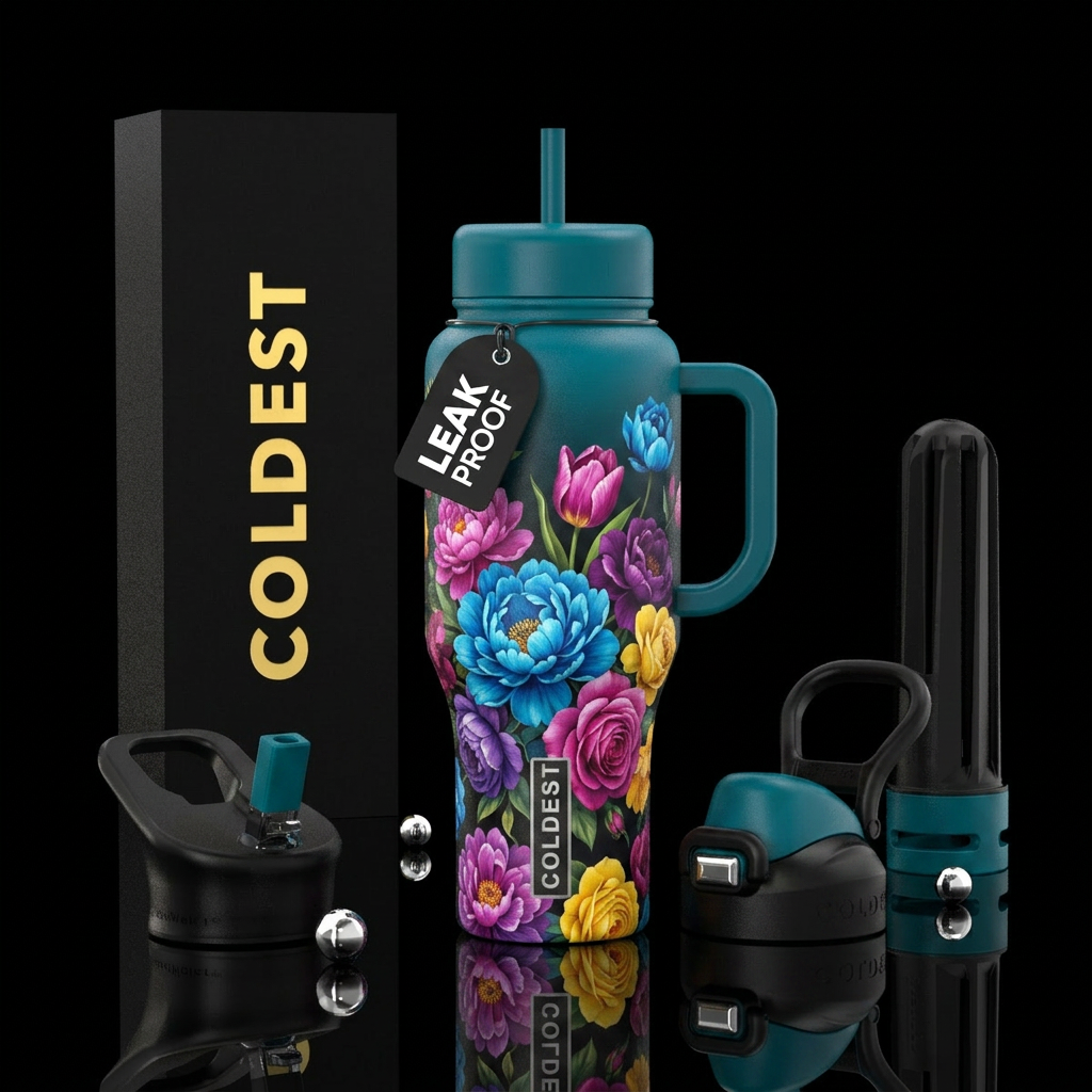 Vibrant blooms water bottle design