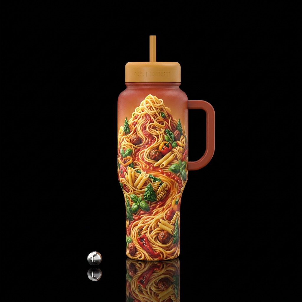 Spaghetti mountain water bottle design