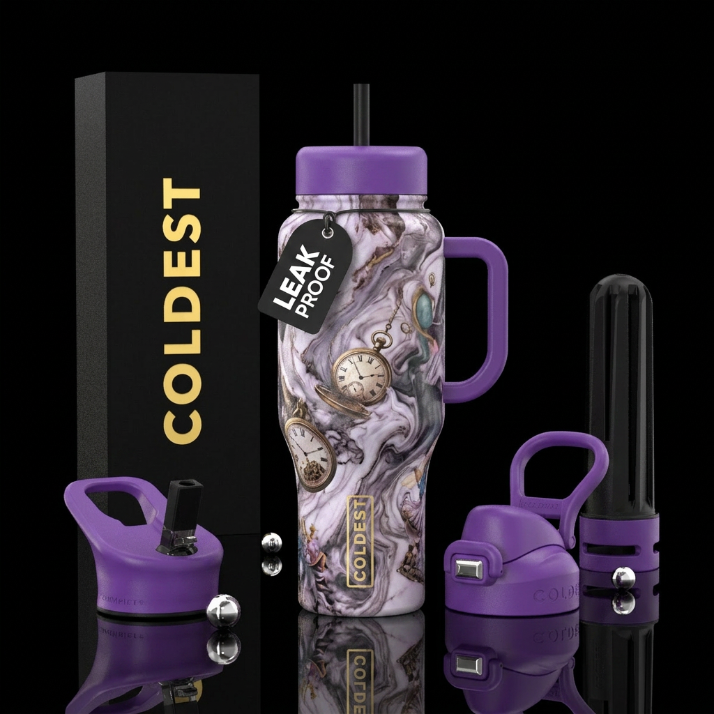 marble, wonderland water bottle design
