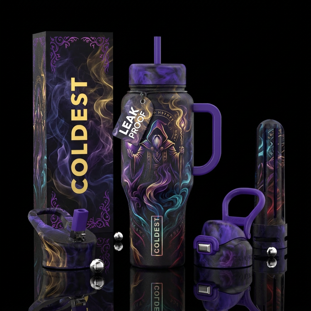 darkness, wizard, smoke water bottle design