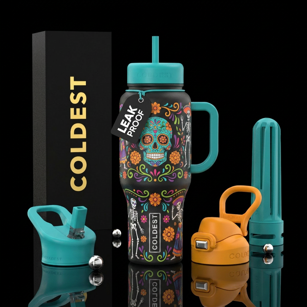 dio de los muertos water bottle design