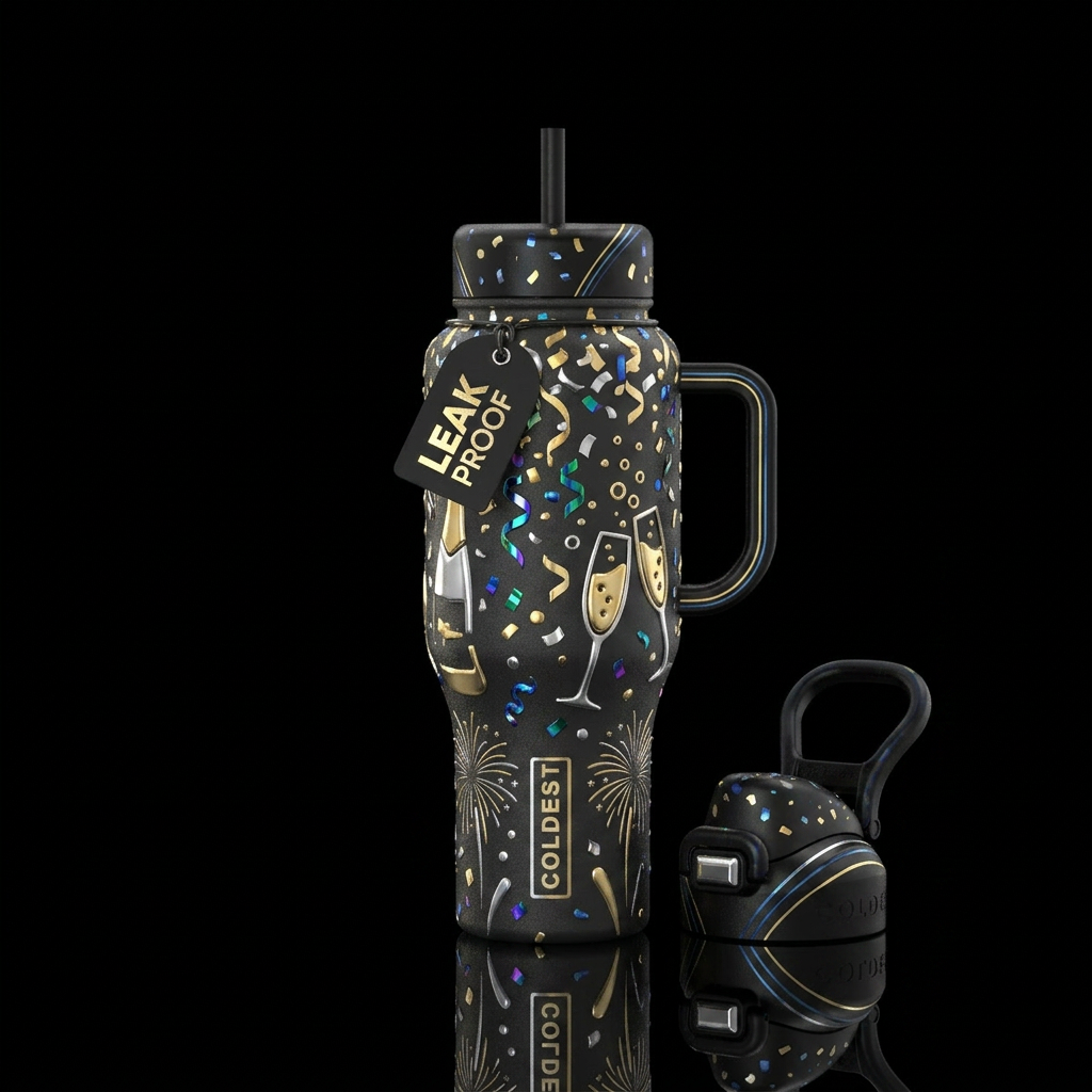 New years celebration water bottle design