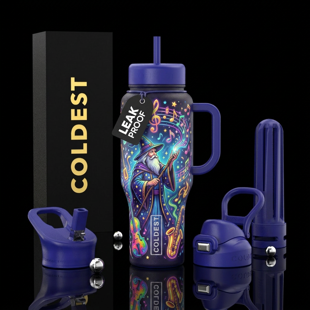 music, wizard water bottle design