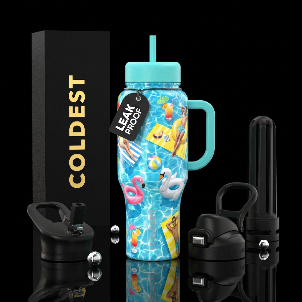 Pool party water bottle design