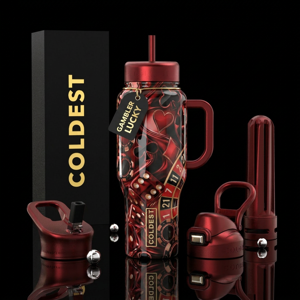 The Gambler water bottle design