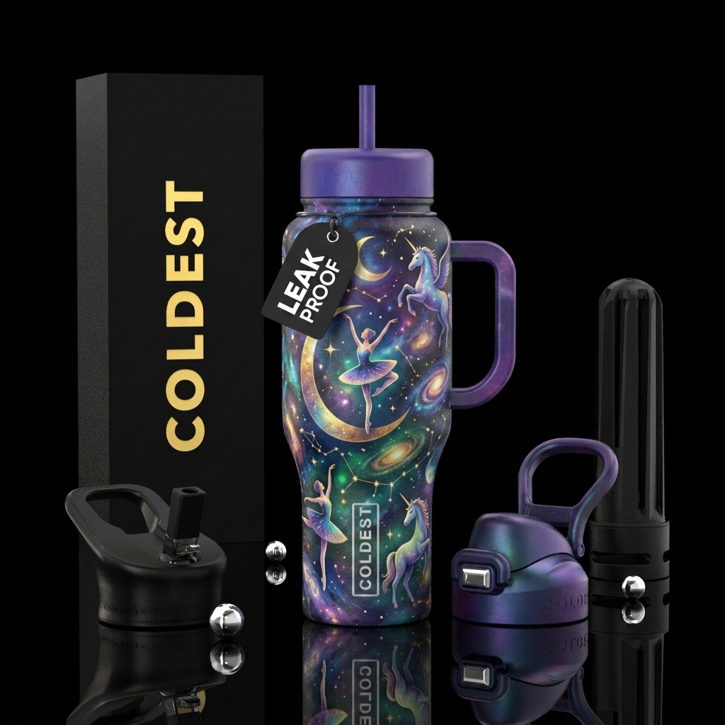celestial, dance, unicorn water bottle design