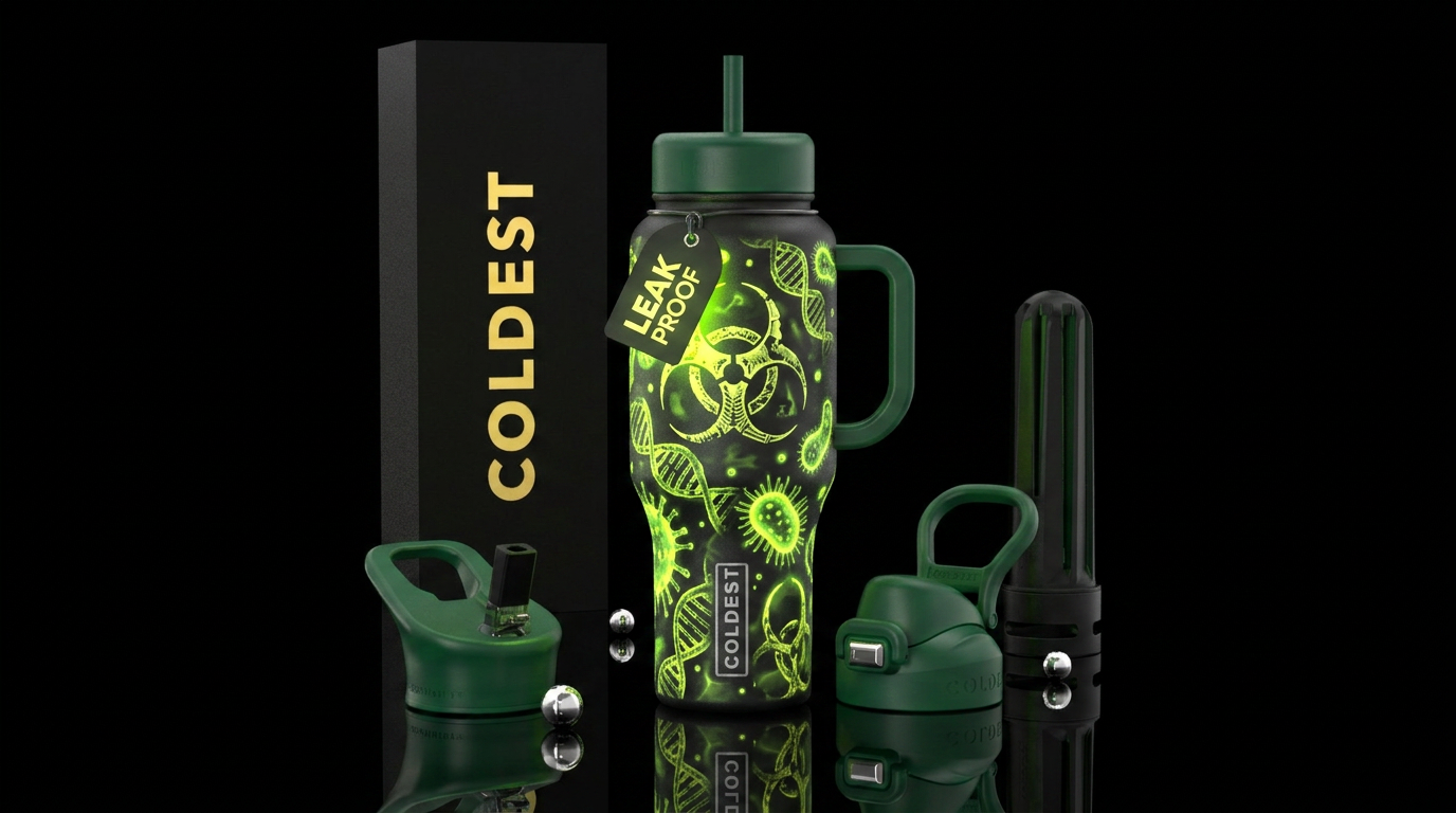 Glowing Bio Hazard water bottle design