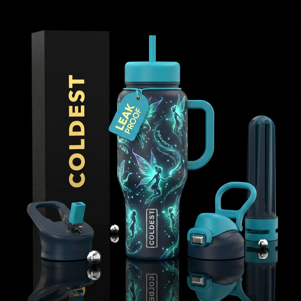 Glowing fairies water bottle design