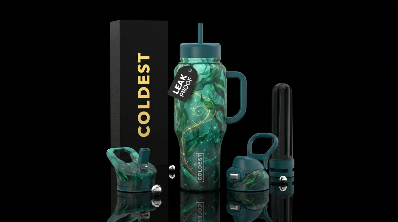 ocean, magic, kelp forest water bottle design