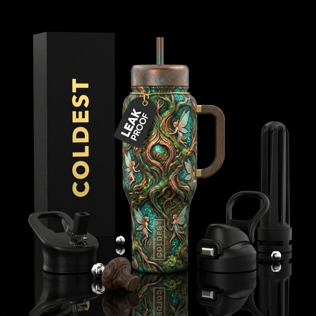 enchanted woodland knobs and fairies water bottle design