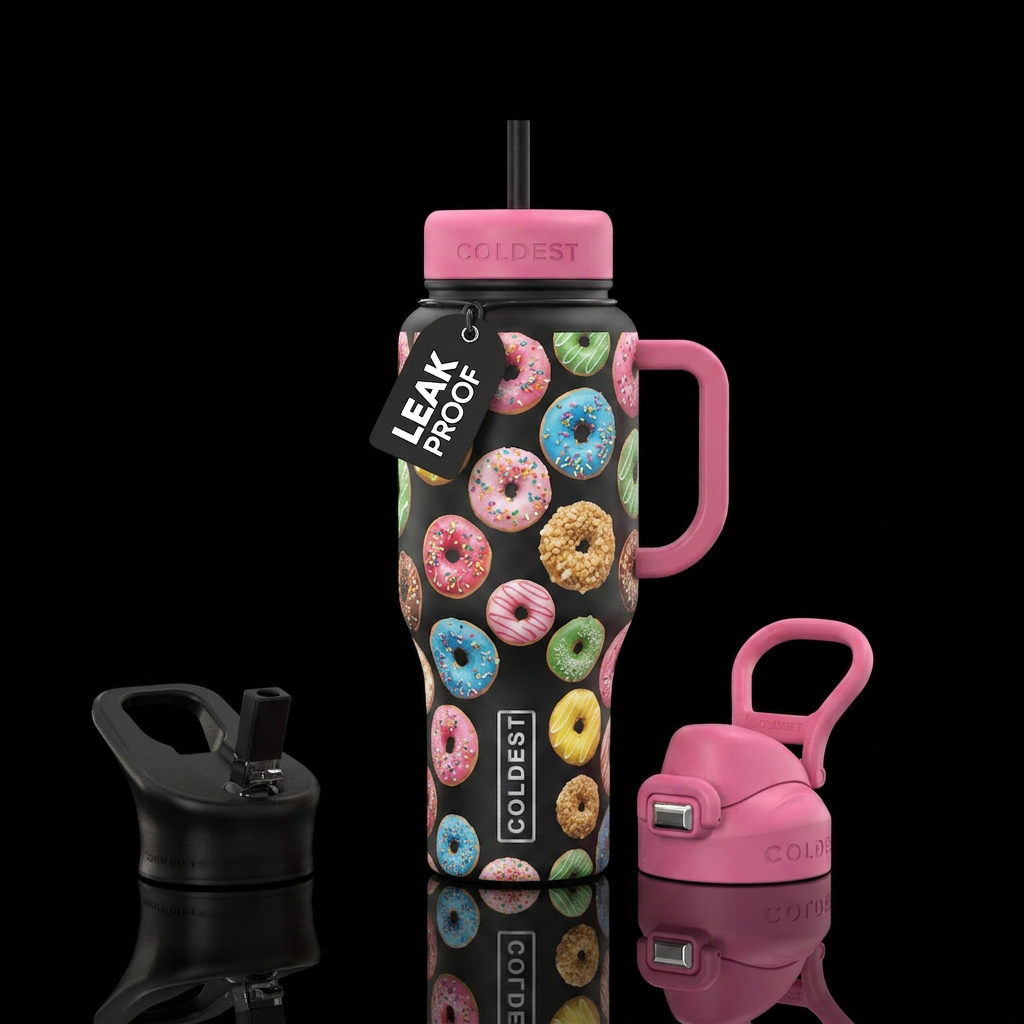 donut party water bottle design