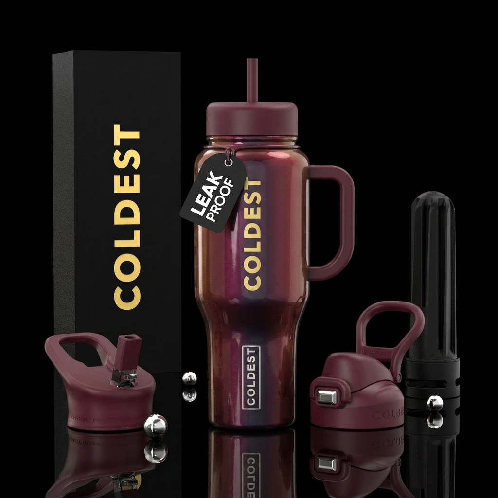 duochrome, burgundy, maroon water bottle design