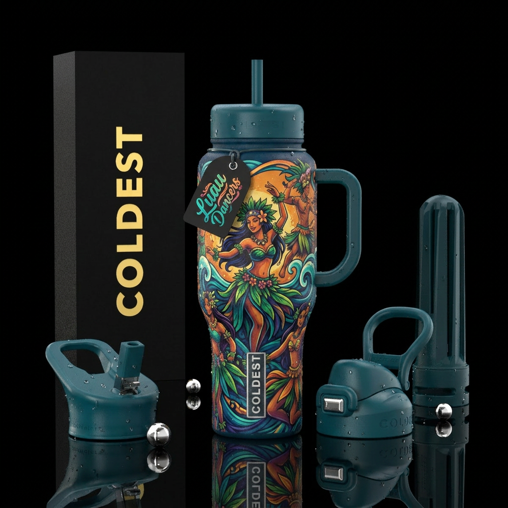 Polynesian Luau Dancer water bottle design