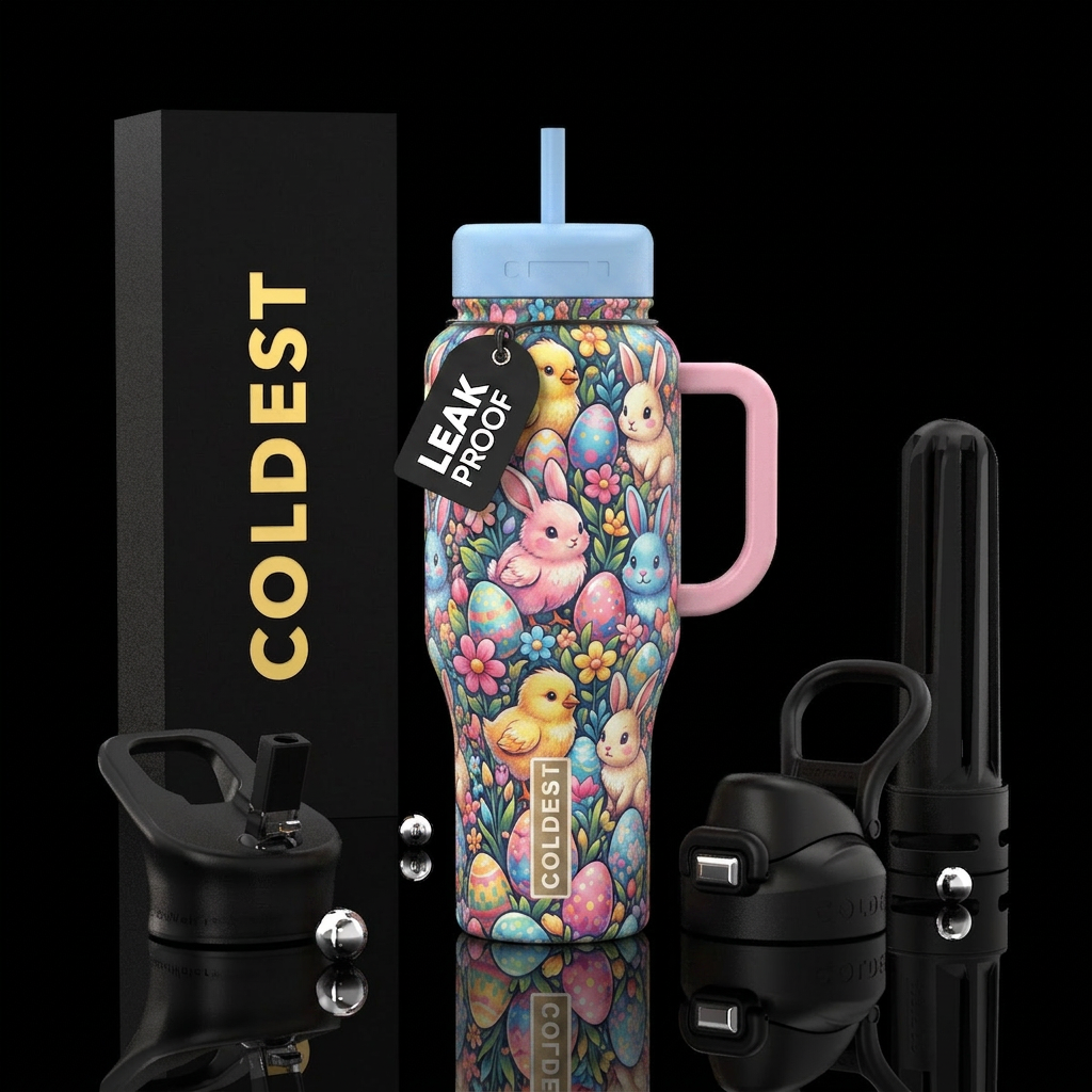 Baby chicks and bunnies for Easter water bottle design