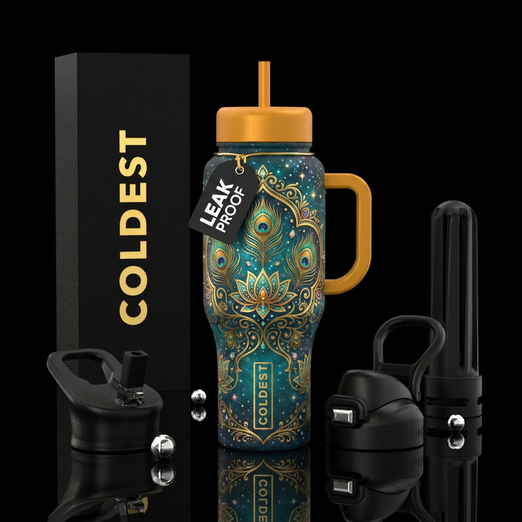indian, opulent, magical water bottle design