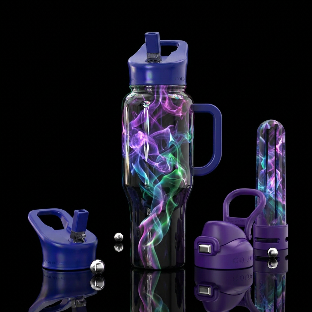 Magic smoke and mirrors water bottle design