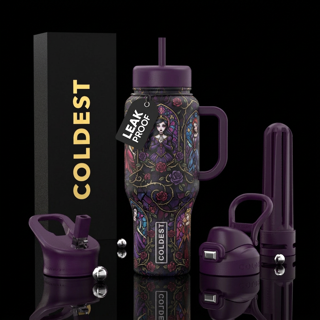 Gothic Disney Princess water bottle design