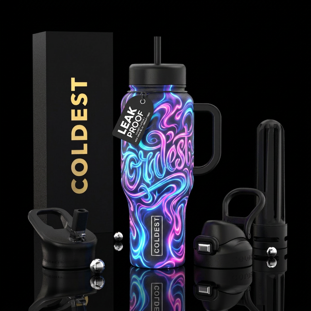 glowie, calligraphy water bottle design