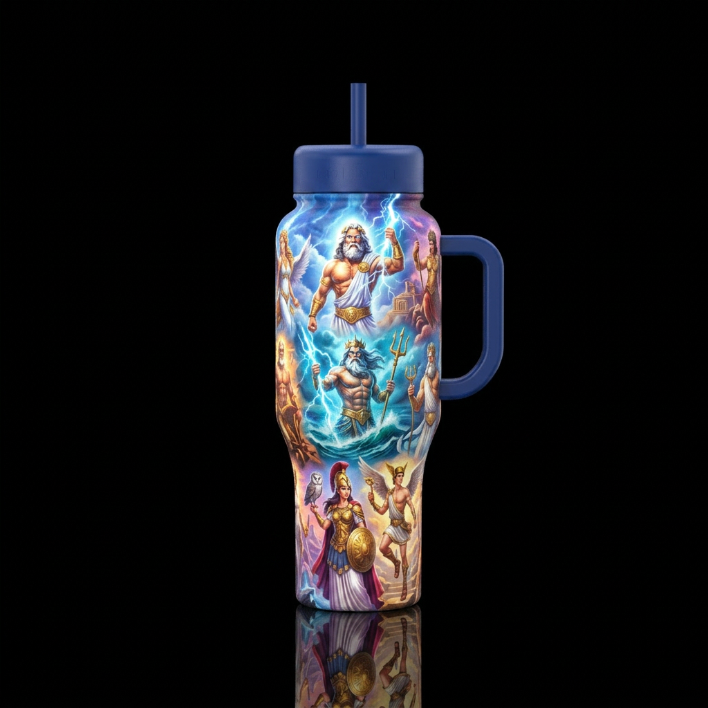 Greek gods water bottle design