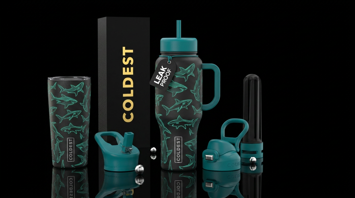 Glowie sharks water bottle design
