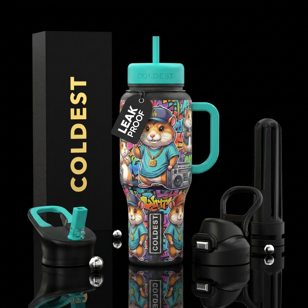 Hip hop hamster water bottle design