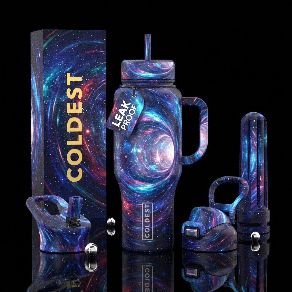 hyperspace, wormhole water bottle design