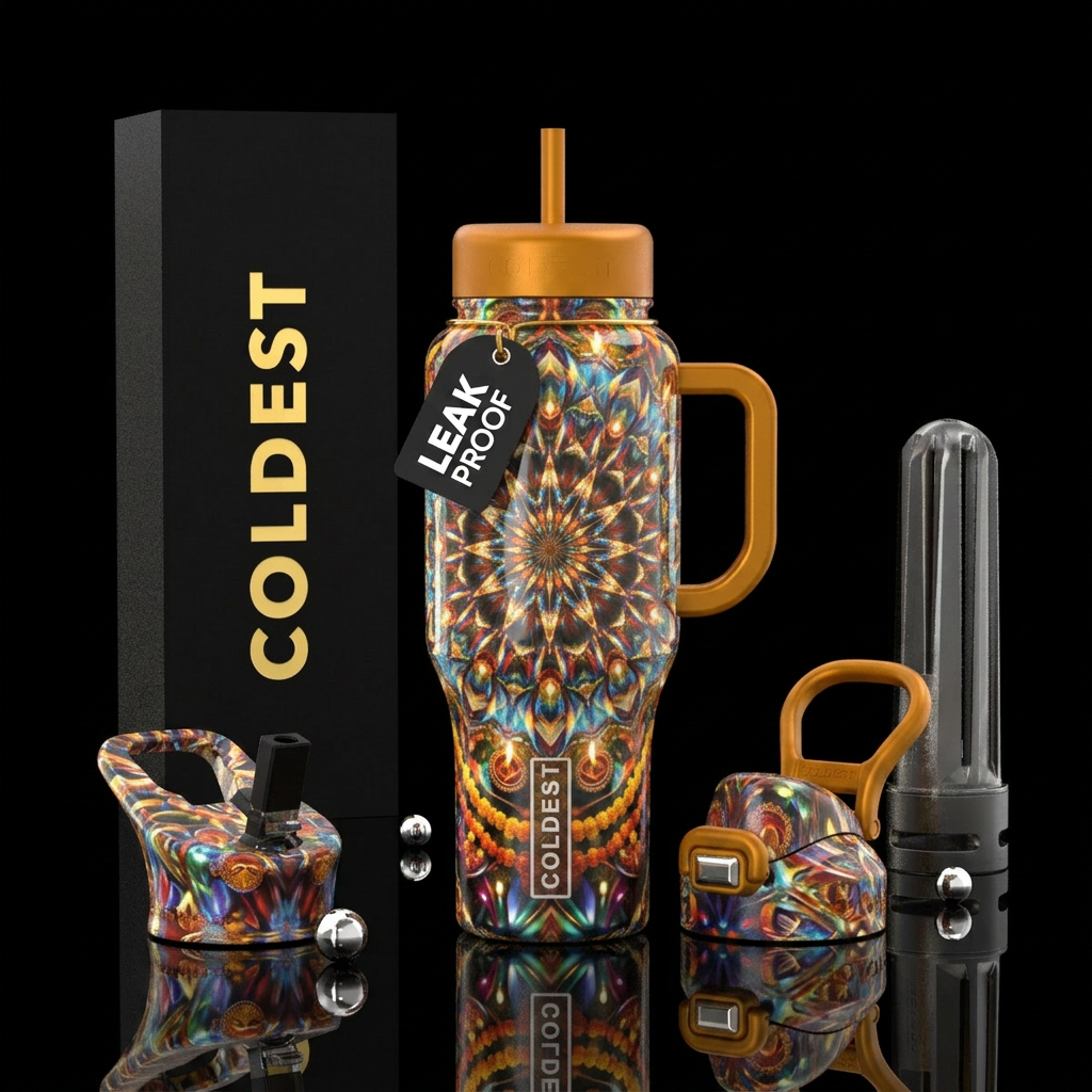 kaleidoscope, diwali water bottle design