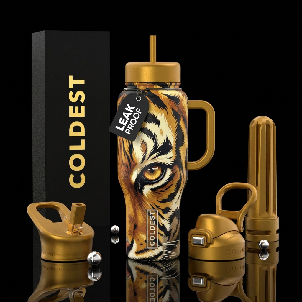 Eye of the tiger water bottle design