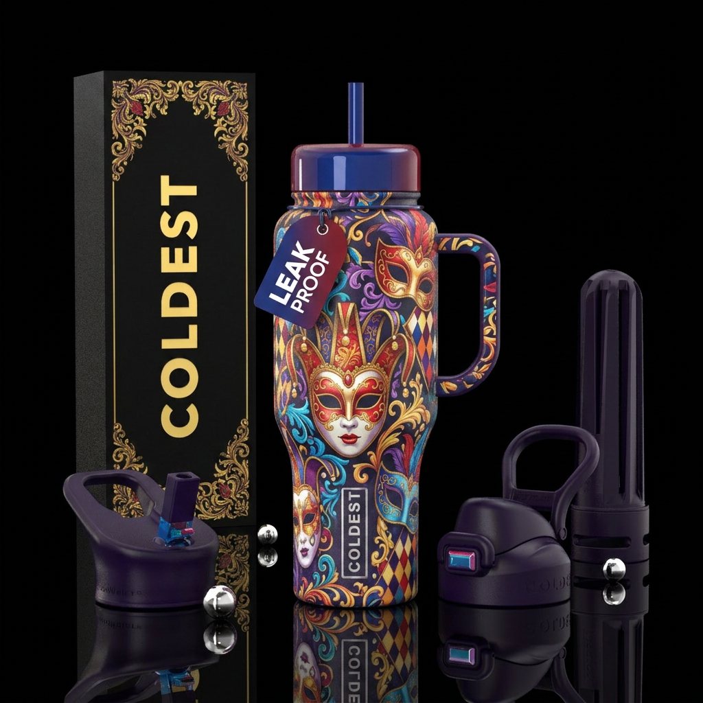 venetian masquerade water bottle design