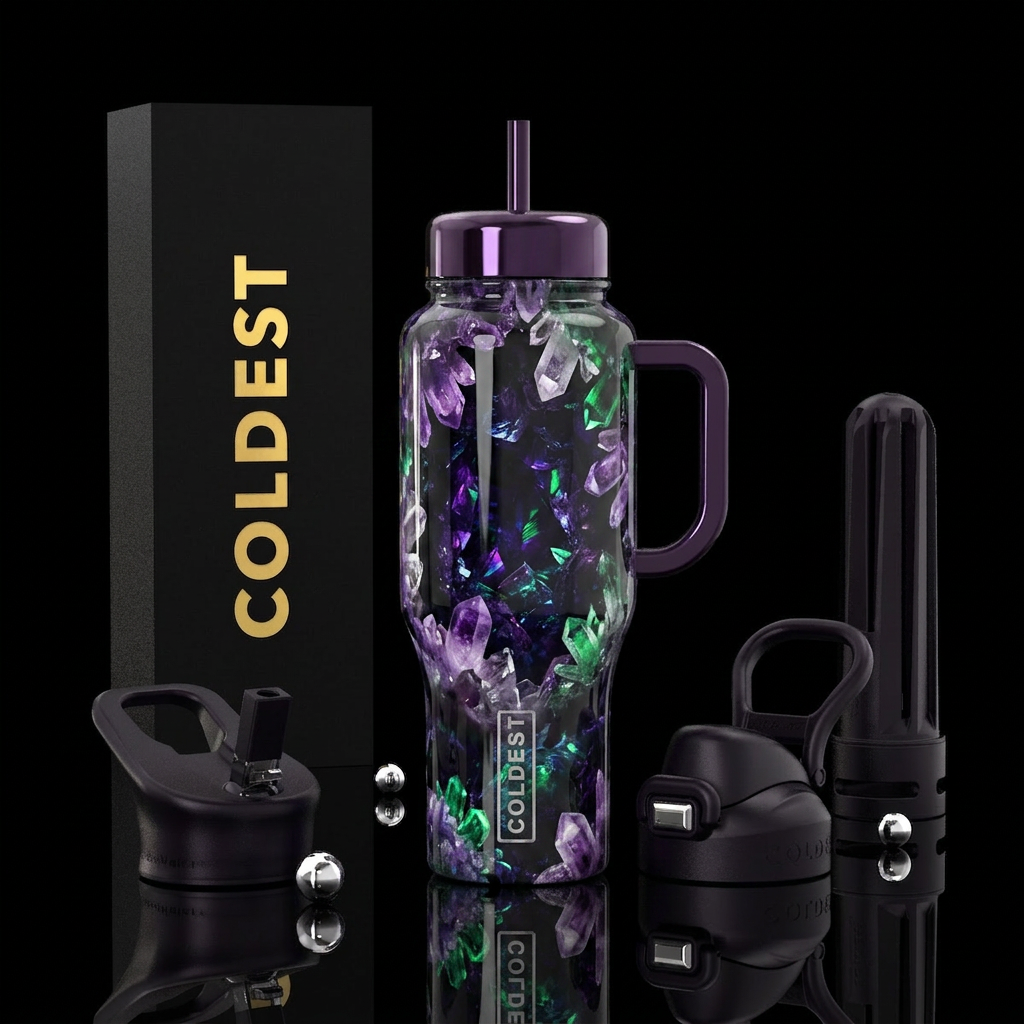 crystal cave, onyx water bottle design