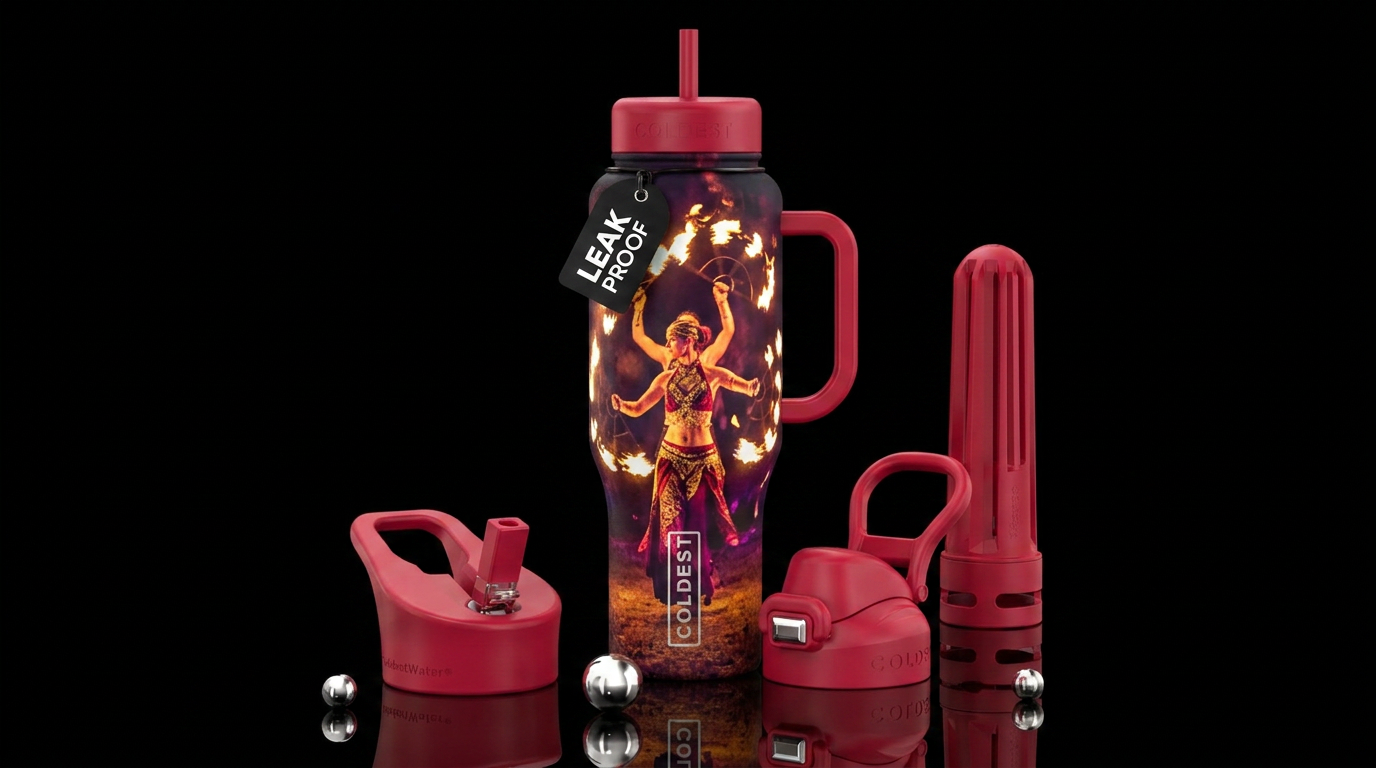 fire dancer water bottle design