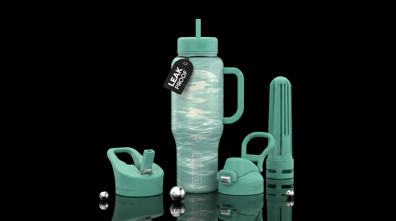 seafoam, moonlit water bottle design