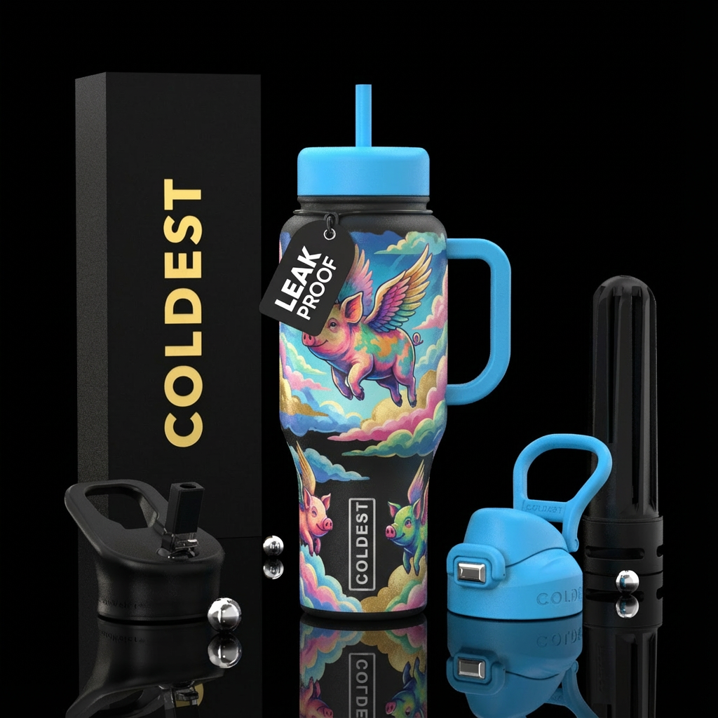 Flying pigs water bottle design