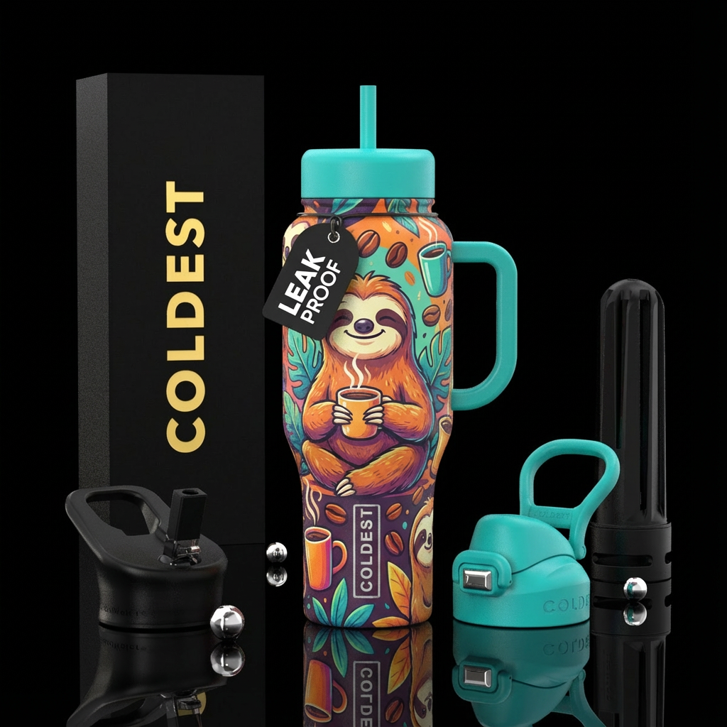 Sloth with coffee water bottle design